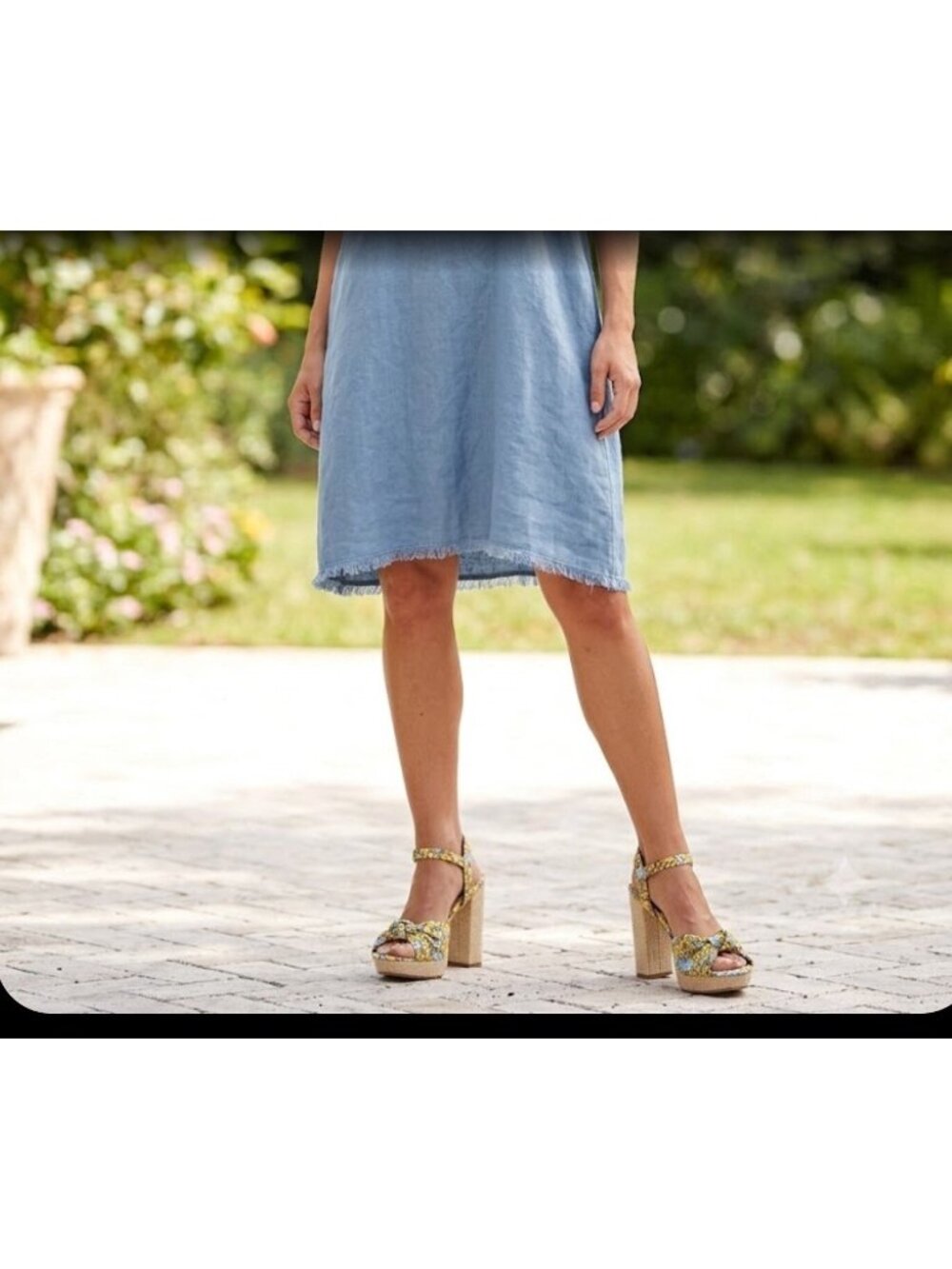 Kaari Blue Yellow Pri Ronni  Women’s Heels. Floral Sz 7..5